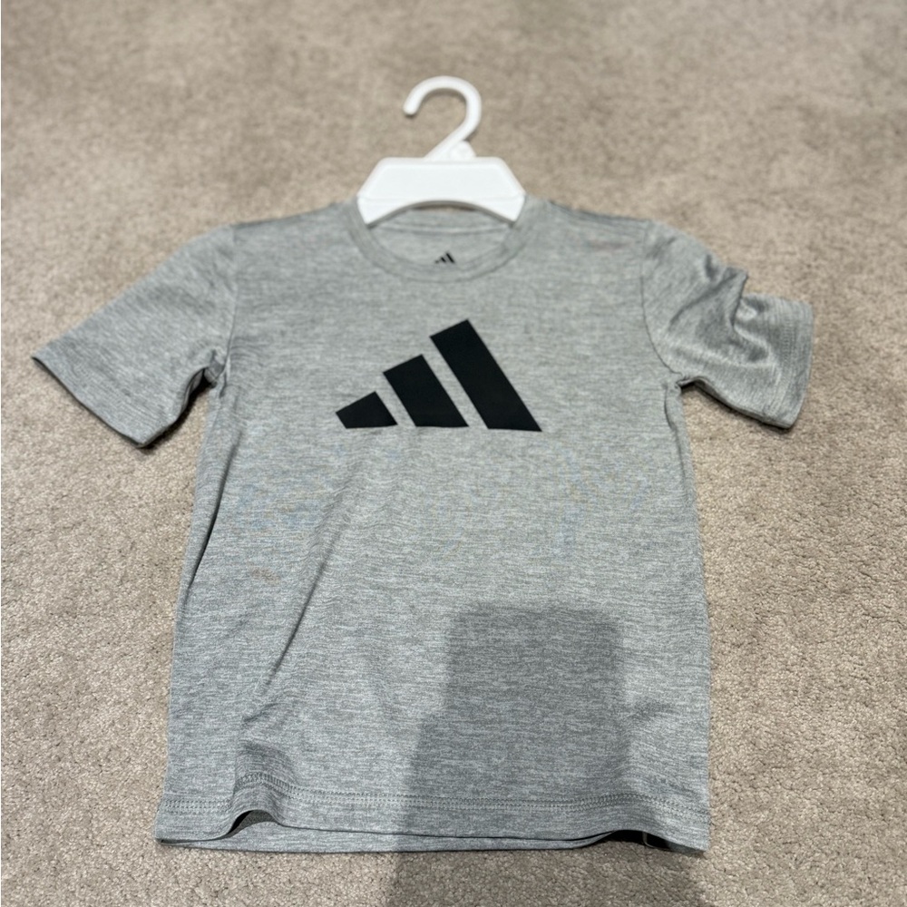 Adidas Kids Heather Gray Tee with Black Logo